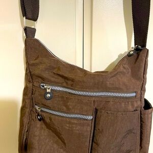 Brown Crossbody Bag nwot zippered compartments lined mocha mouse color NWOT